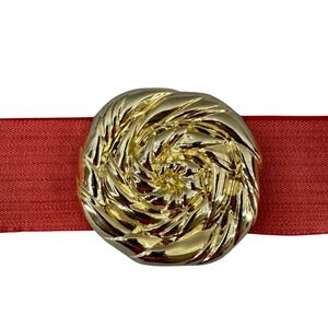 Vintage Signed Pearl 1985 Belt Rose Gold Clasp Red Stretch Patent 273345 Unique